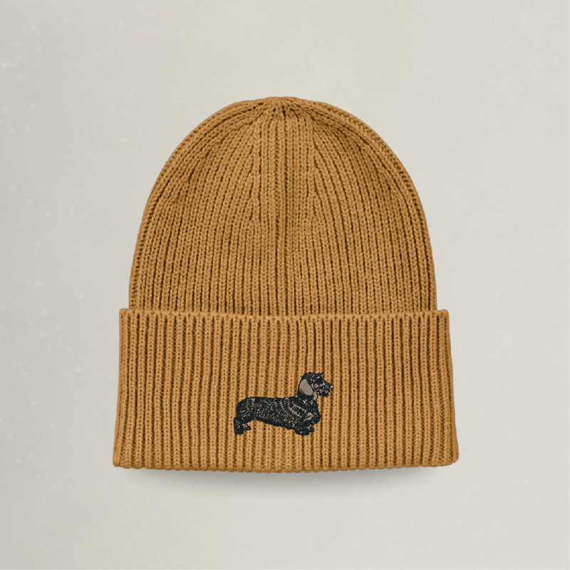 Strick Beanie - Dackel - Stickerei idadi