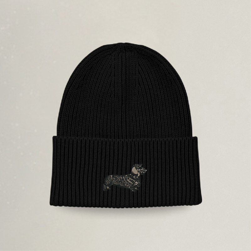 Strick Beanie - Dackel - Stickerei idadi
