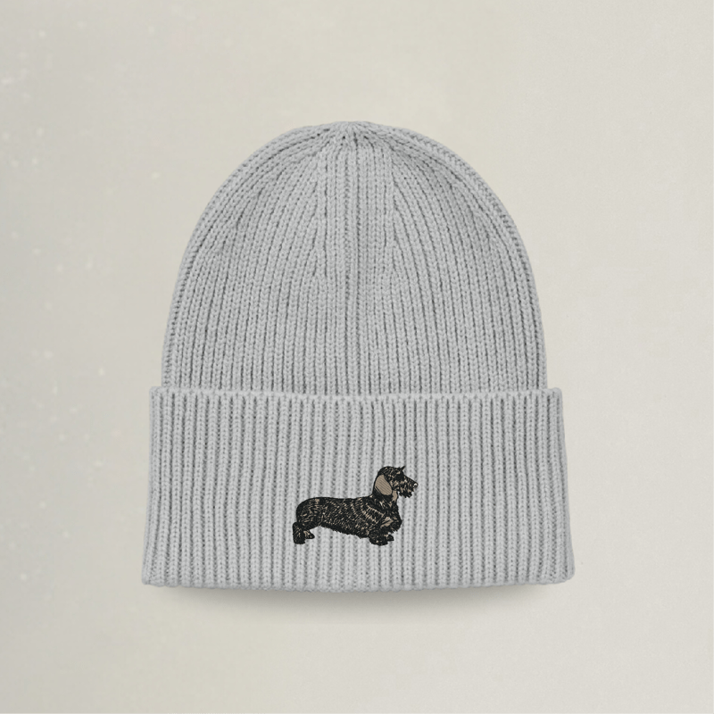 Strick Beanie - Dackel - Stickerei idadi