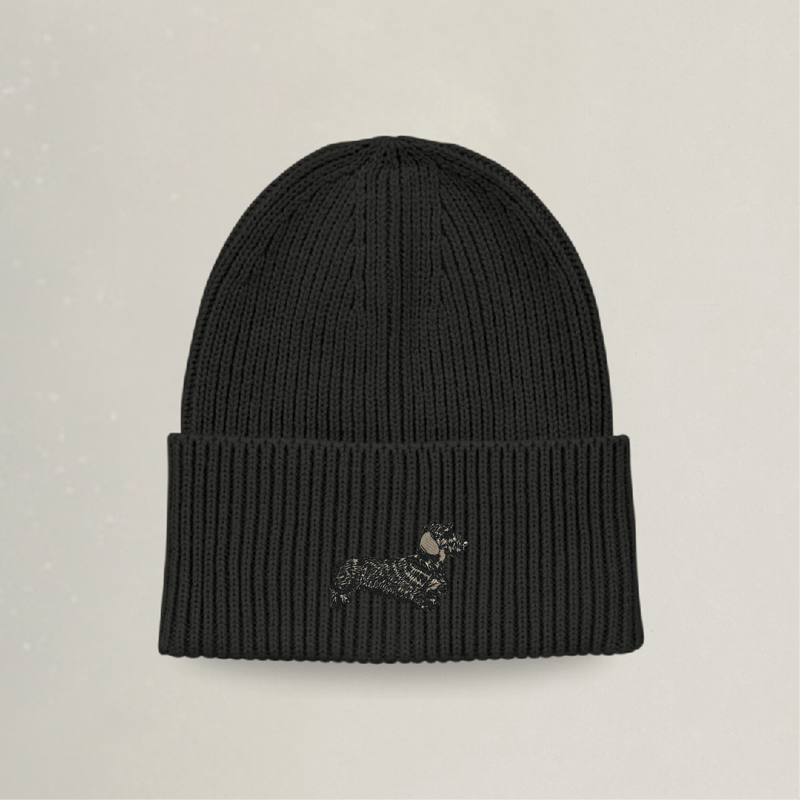 Strick Beanie - Dackel - Stickerei idadi