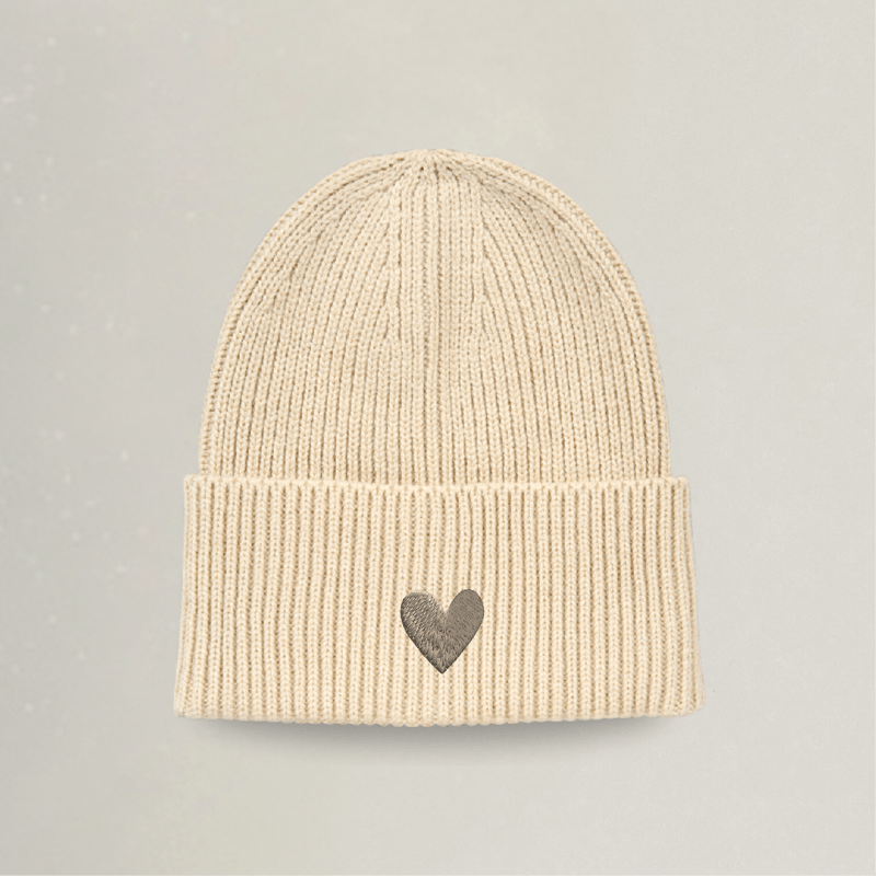Strick Beanie - Herz - Stickerei idadi