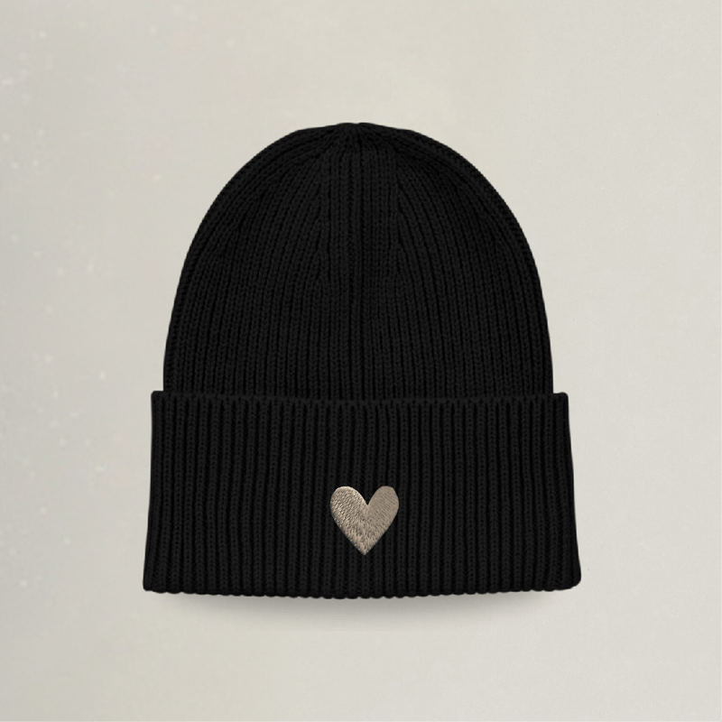 Strick Beanie - Herz - Stickerei idadi