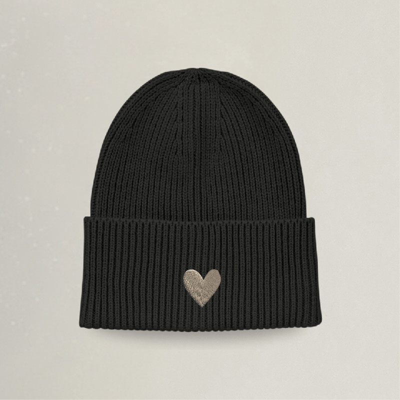Strick Beanie - Herz - Stickerei idadi
