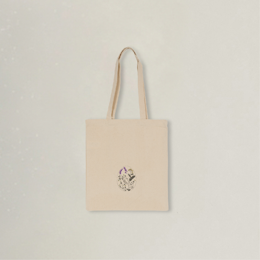 Stoffbeutel mit Blumenstickerei im Wildblumen-Design natur