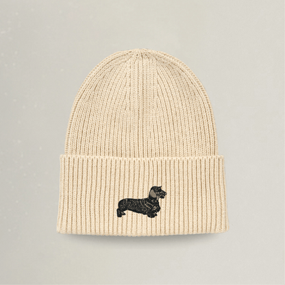 Strick Beanie - Dackel - Stickerei idadi
